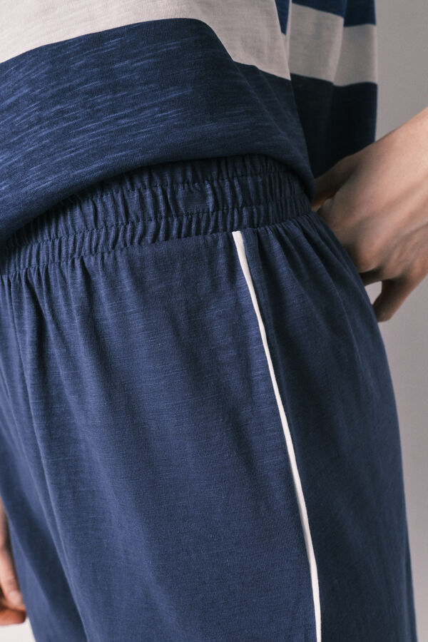 Women'secret Cotton striped polo short-sleeved pyjamas HELLO KITTY blue