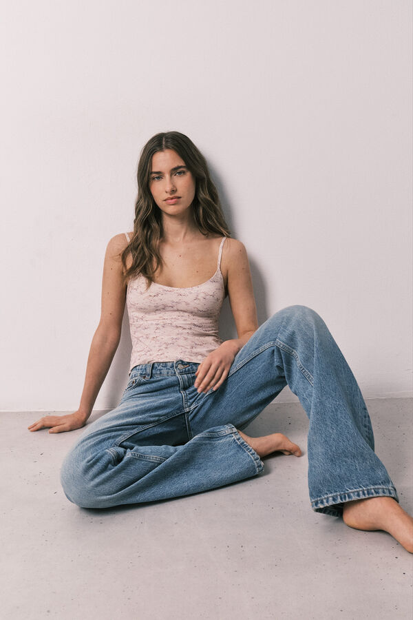 Women'secret Snake print fixed cup T-shirt white