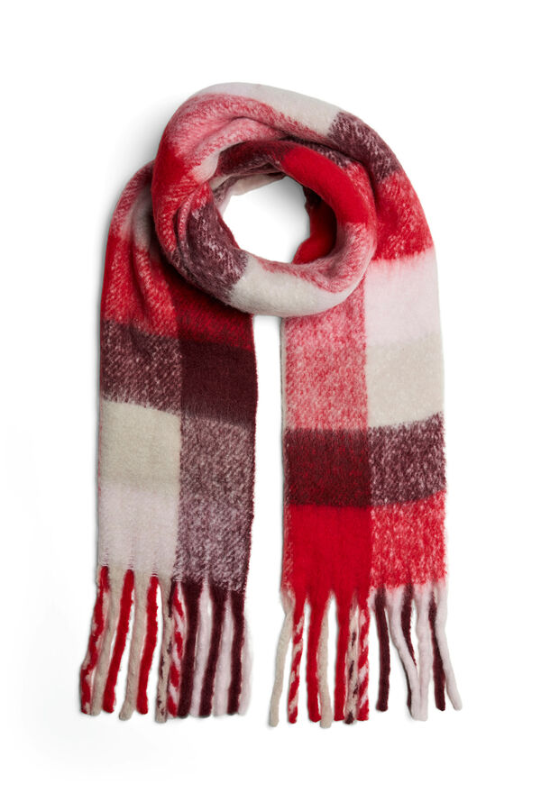 Pieces Checked scarf red
