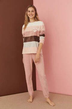 Womensecret Fleece-Pyjama dreifarbig La Vecina Rubia Weiß