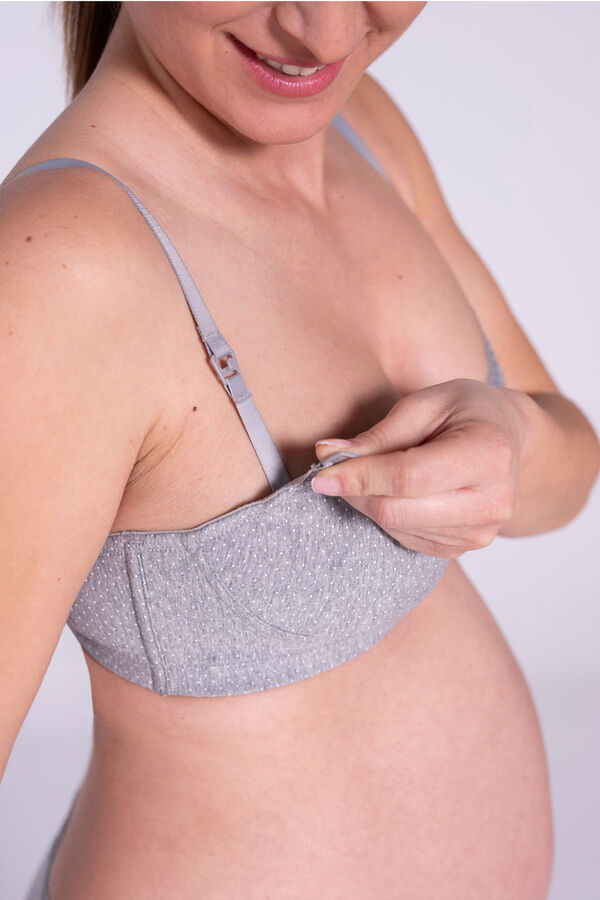 Womensecret Basic nursing dot printed cotton bra szürke