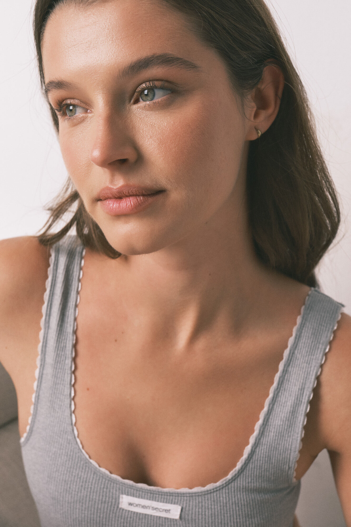 Women'secret Grey seamless ribbed top