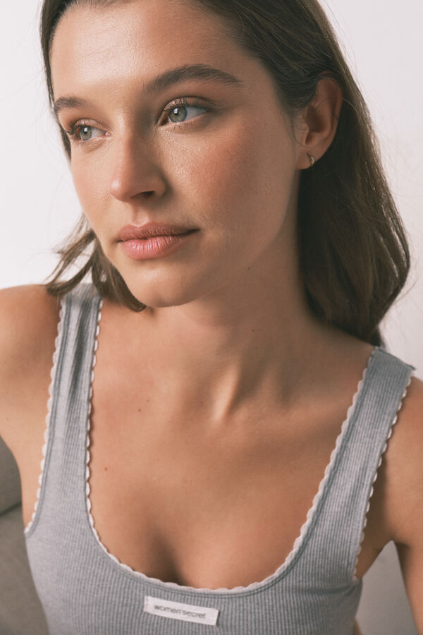 Women'secret Grey seamless ribbed top grey
