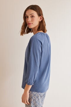 Womensecret Camiseta manga larga 100% algodón azul azul