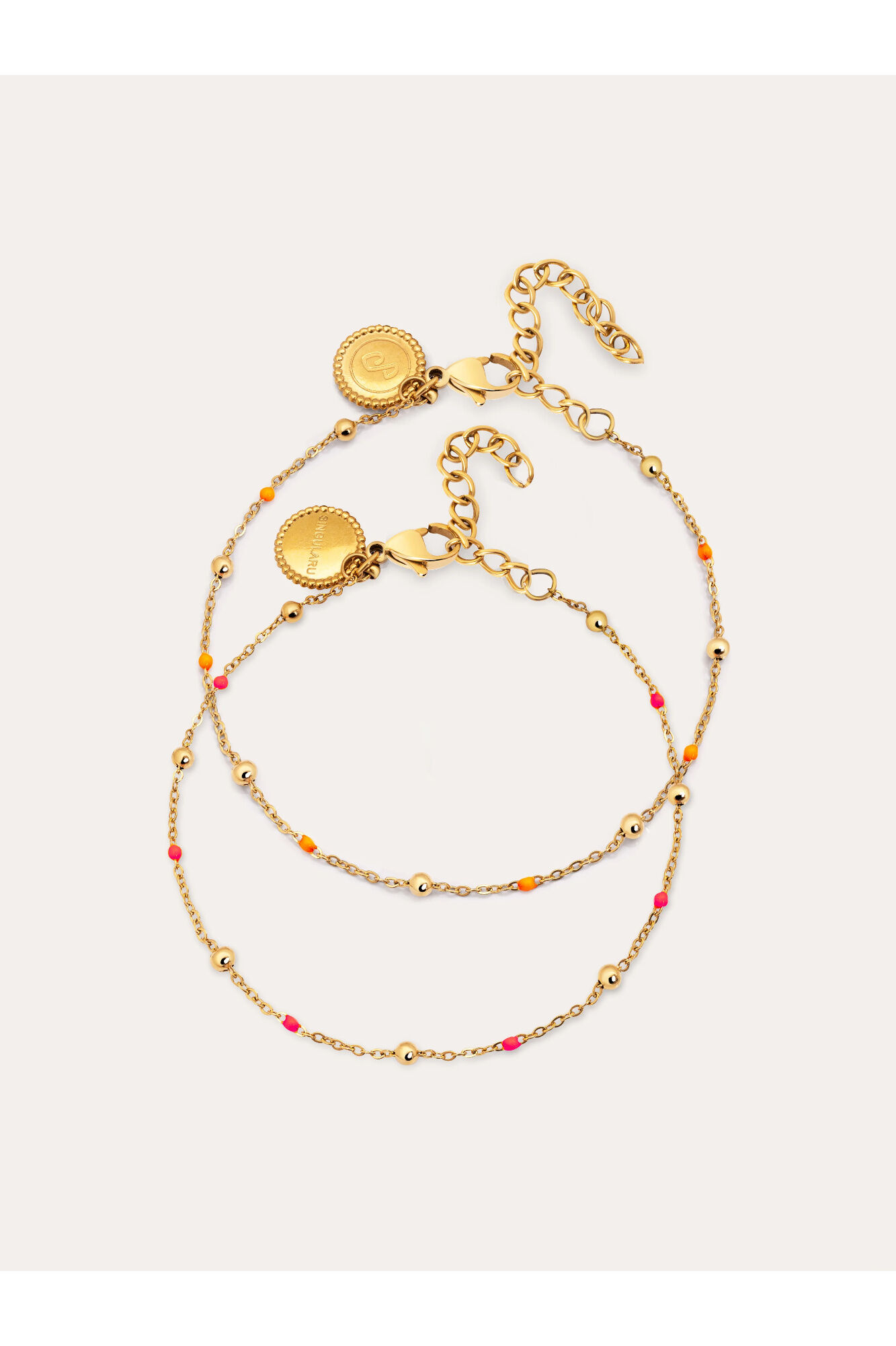 Singularu Pack 2 Freundschaftsarmb&auml;nder aus vergoldetem Stahl