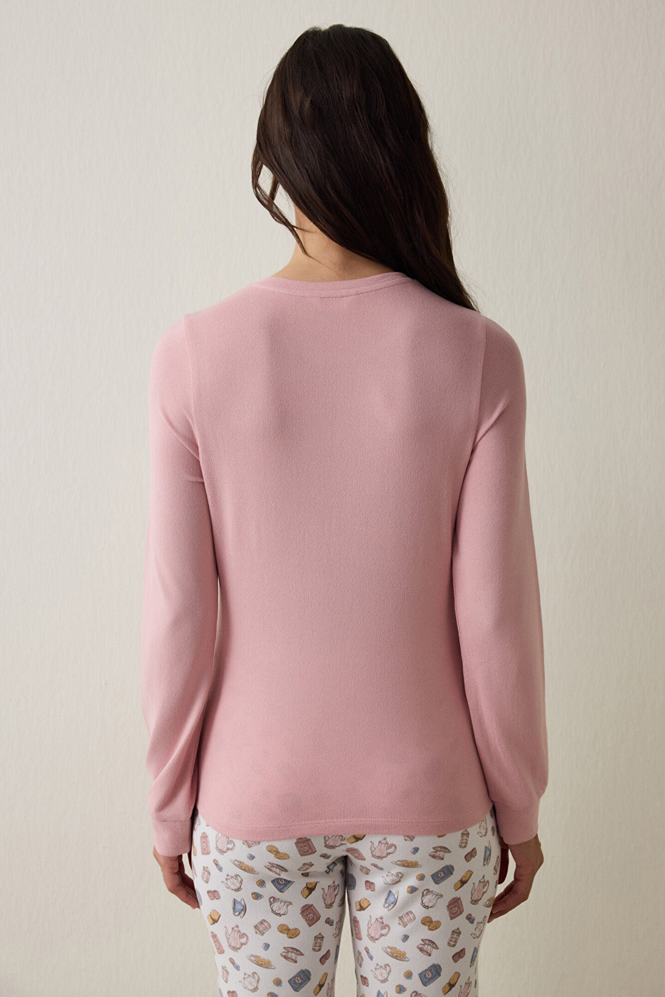 Penti Top de pijama de manga larga con cuello redondo y estampado Tea Party Drink