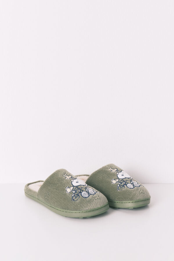 Women'secret Zapatillas casa Snoopy kaki oscuro kaki