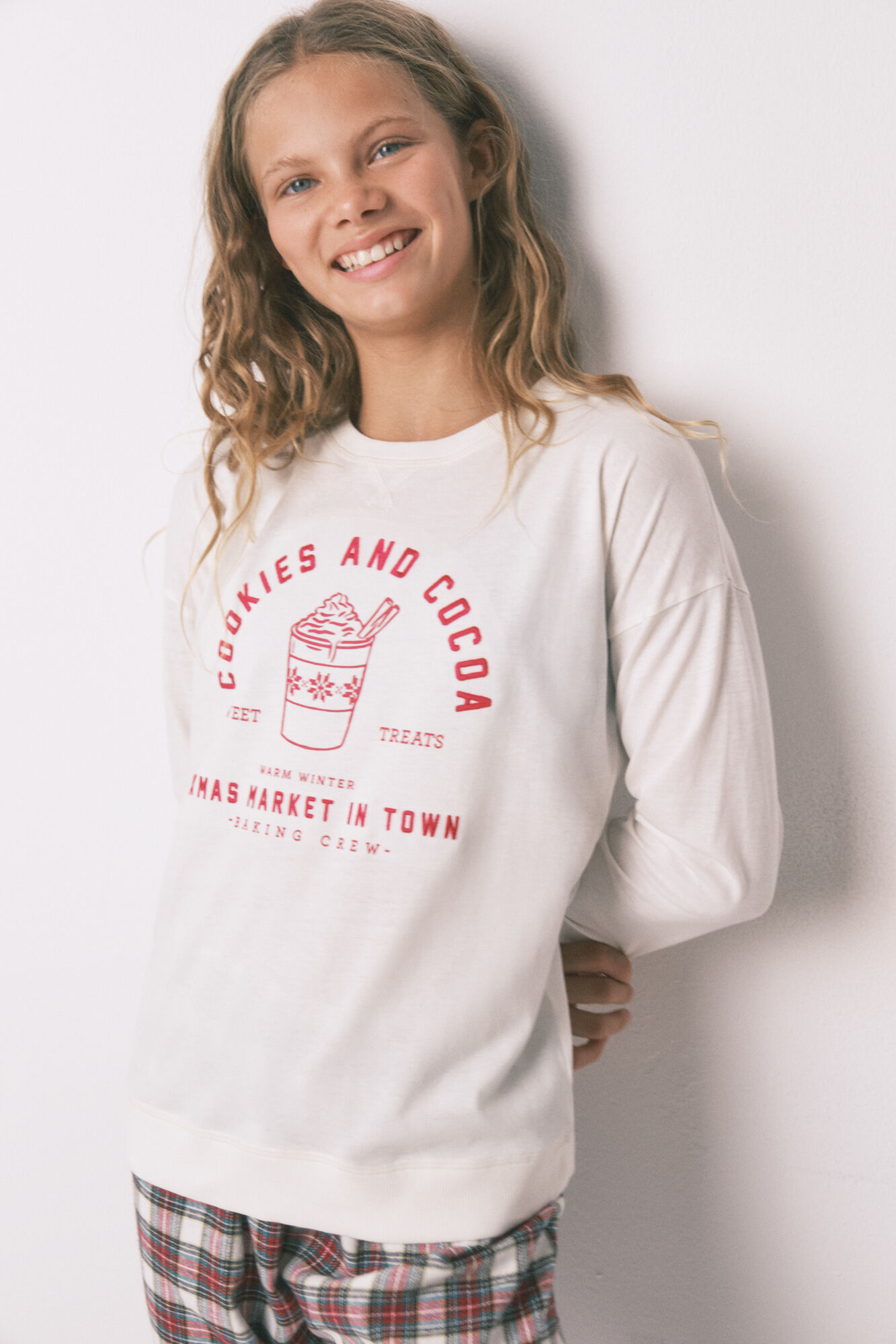 Women'secret Children's pyjamas with a sweatshirt and checked trouser