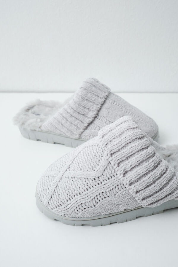 Women'secret Grey knit slippers grey