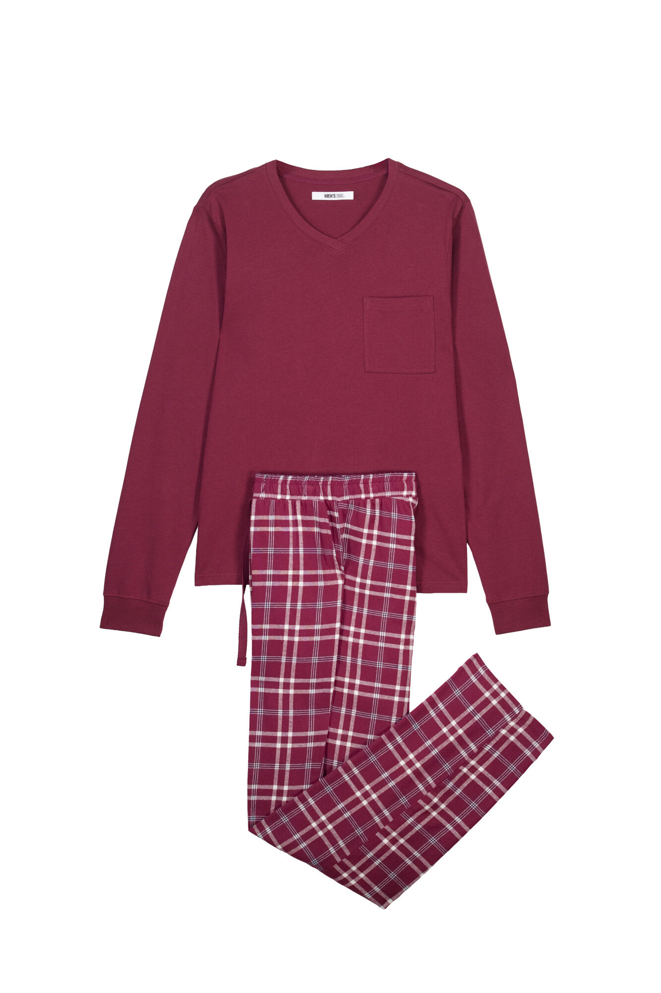 Women'secret Pijama largo algod&oacute;n granate cuadros