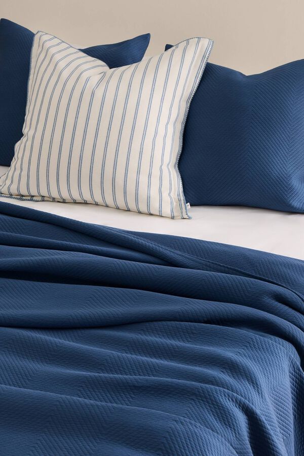 Textura 100% cotton jacquard bedspread blue