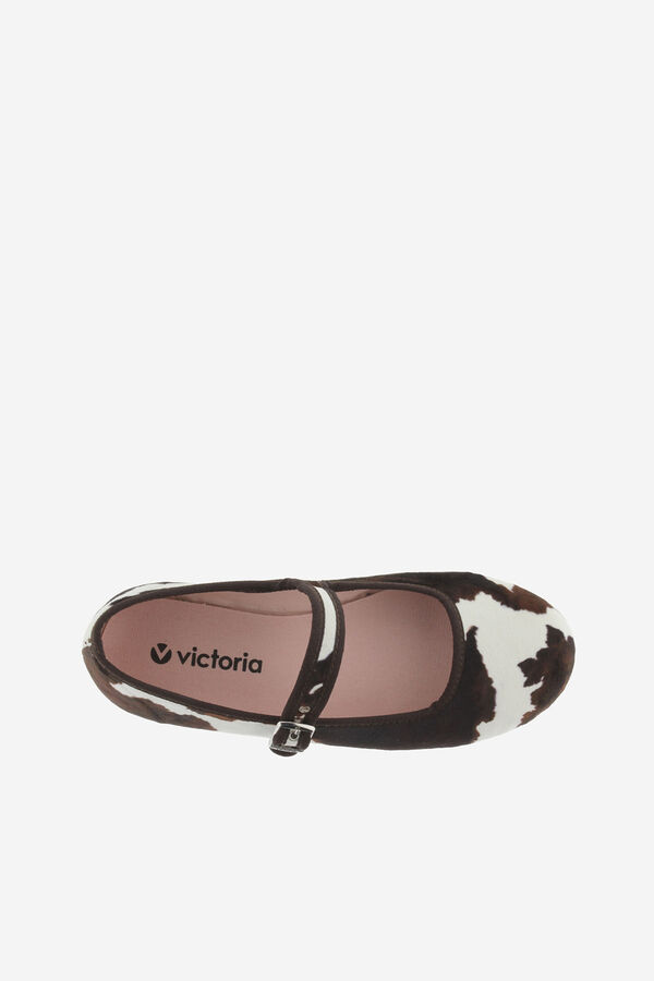 Victoria Bailarinas de veludo com estampa animal branco