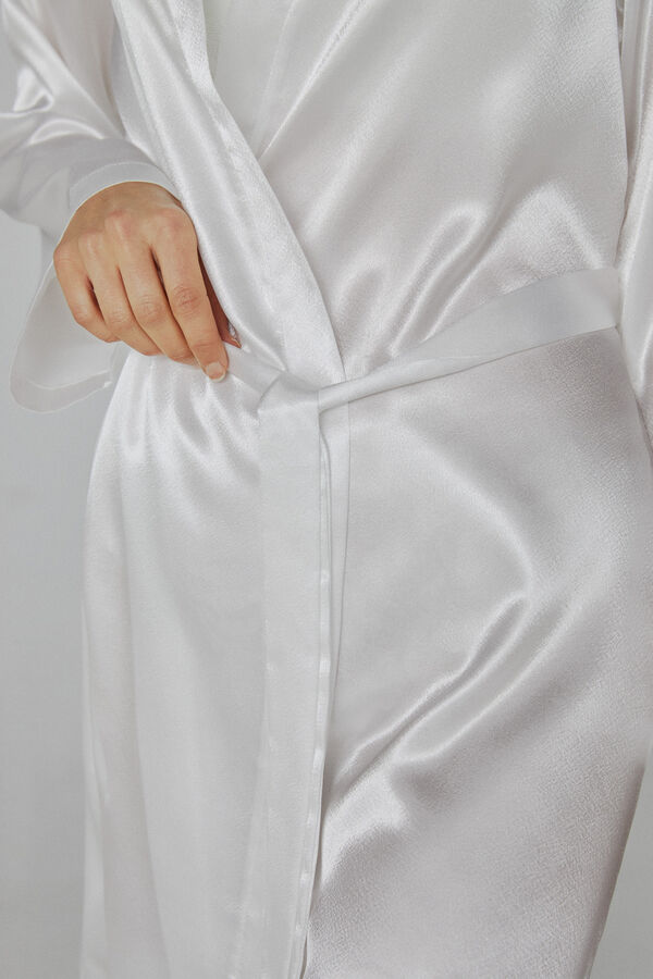 Womensecret Robe de mulher Ivette Bridal curto de cetim em branco bege