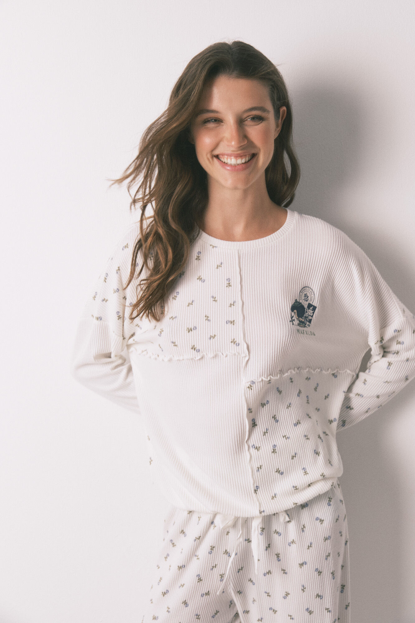 Women'secret Mafalda 100% cotton ribbed long pyjamas 