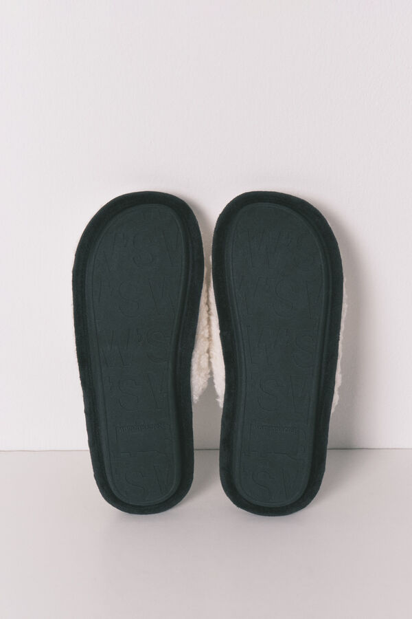 Women'secret Grey faux shearling slippers MAFALDA beige