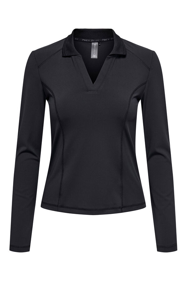 Only Play Camiseta polo manga larga padel negro