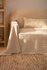 Calma House Tagesdecke aus baumwolle wabenmuster wei&szlig; panal mit Print