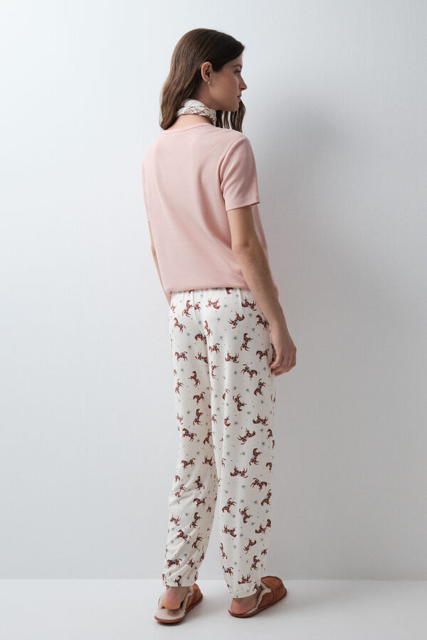 Women'secret Printed horse long trousers beige