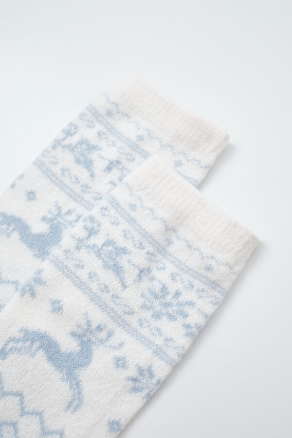 Women'secret Blue jacquard long socks blue
