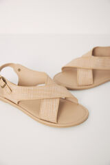 Womensecret Flat sand crossed sandal nude