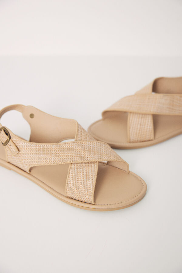 Womensecret Flat sand crossed sandal nude