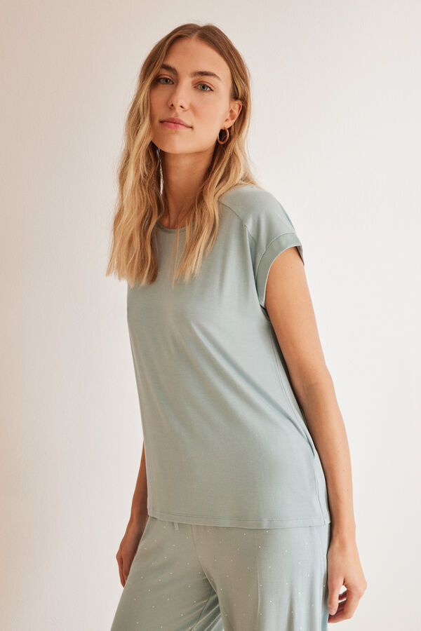 Womensecret Pyjama Punkte Blau Ecovero™ Grün