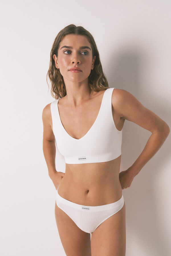 Women'secret LOVELY white ribbed seamless top beige