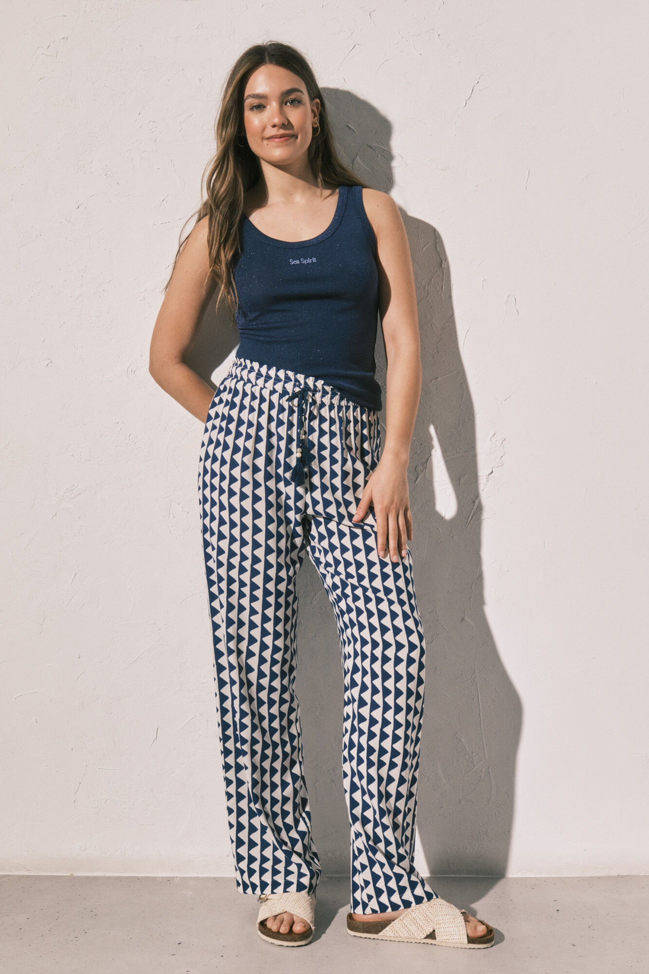 Women'secret Blauer Hose mit geometrischem Print