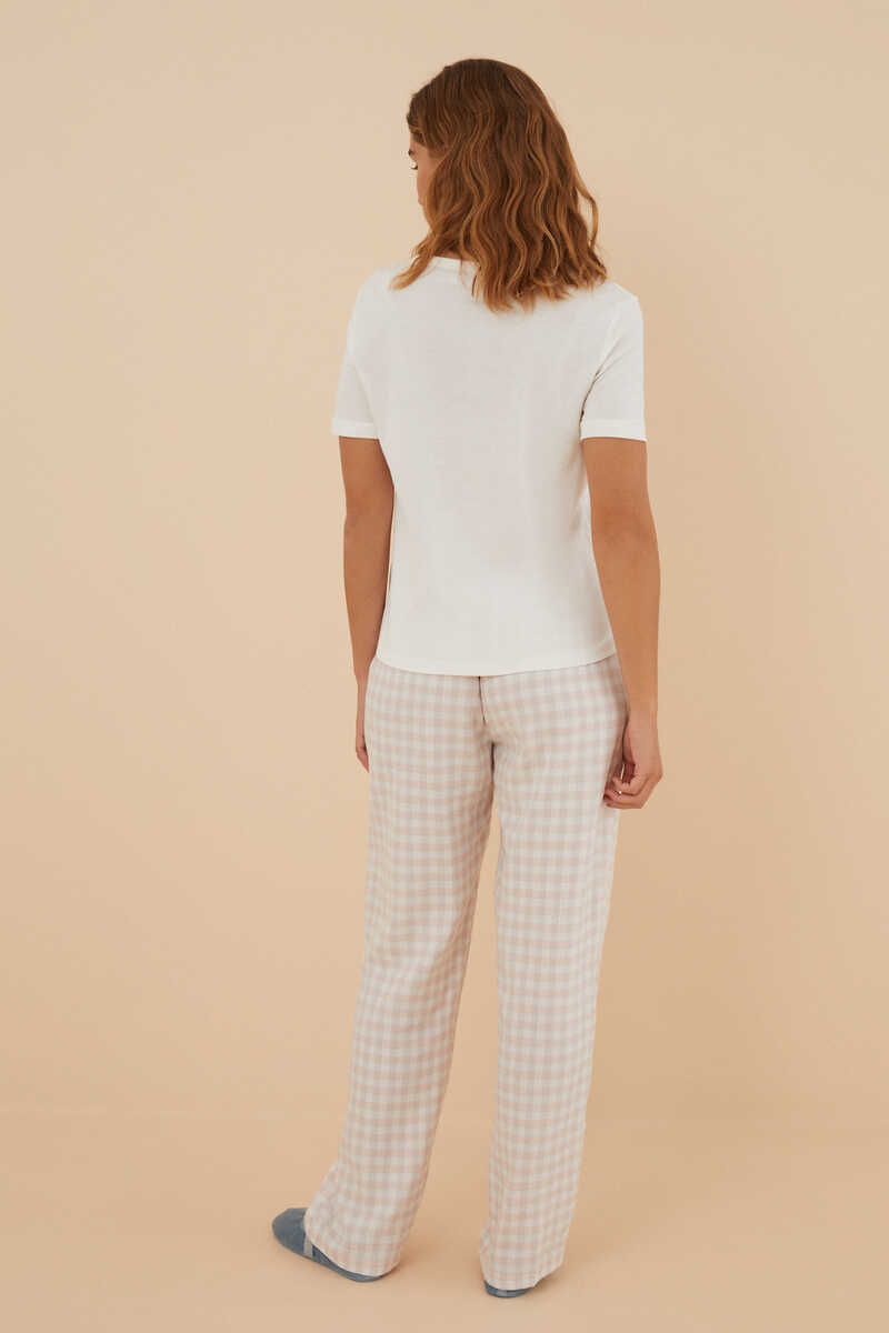 Womensecret Long checked pink lurex trousers printed