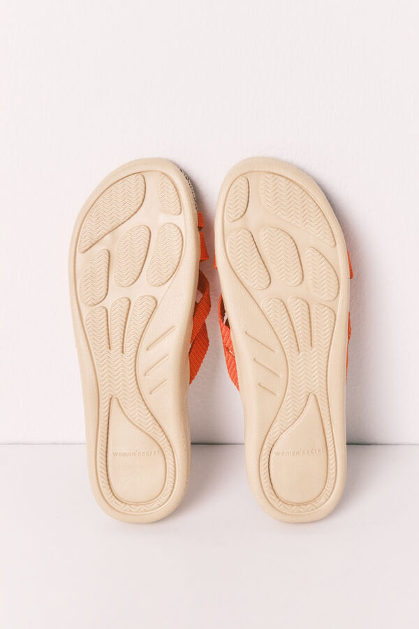 Women'secret Orange raffia strap sandals red