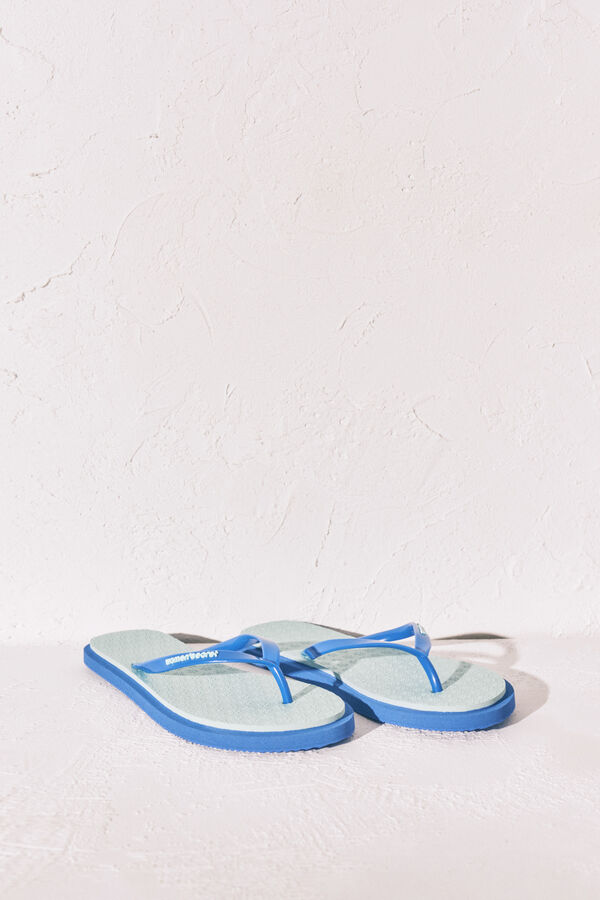 Women'secret Blue floral texture toe sandals green