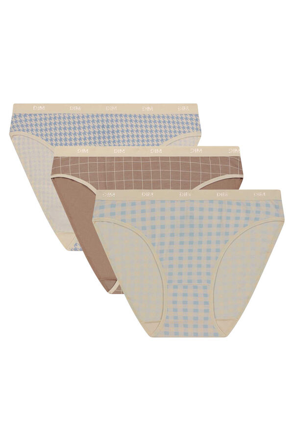 DIM Pack de 3 slips de algod&oacute;n el&aacute;stico con estampados blanco