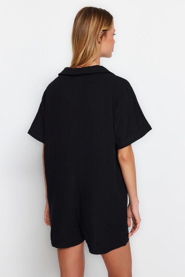 Trendyol Relaxed cut muslin mini overalls black