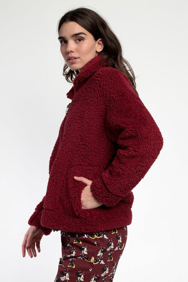 Admas Bata corta borrego Minnie Mouse para mujer burdeos