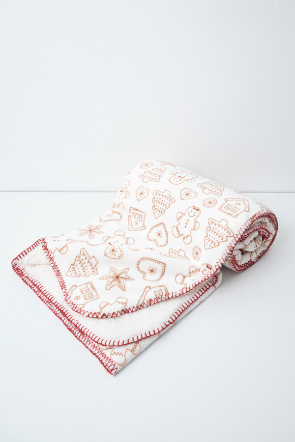 Women'secret Christmas print fleece blanket beige