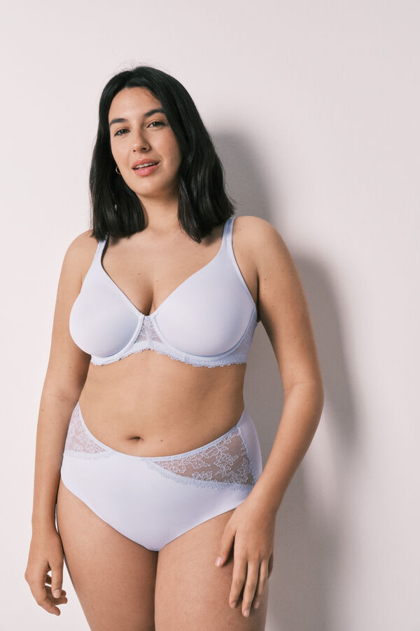 Women'secret Sujetador reductor microfibra y encaje azul REAL azul