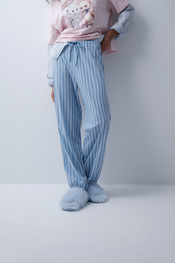 Women'secret Blue striped balloon trousers blue