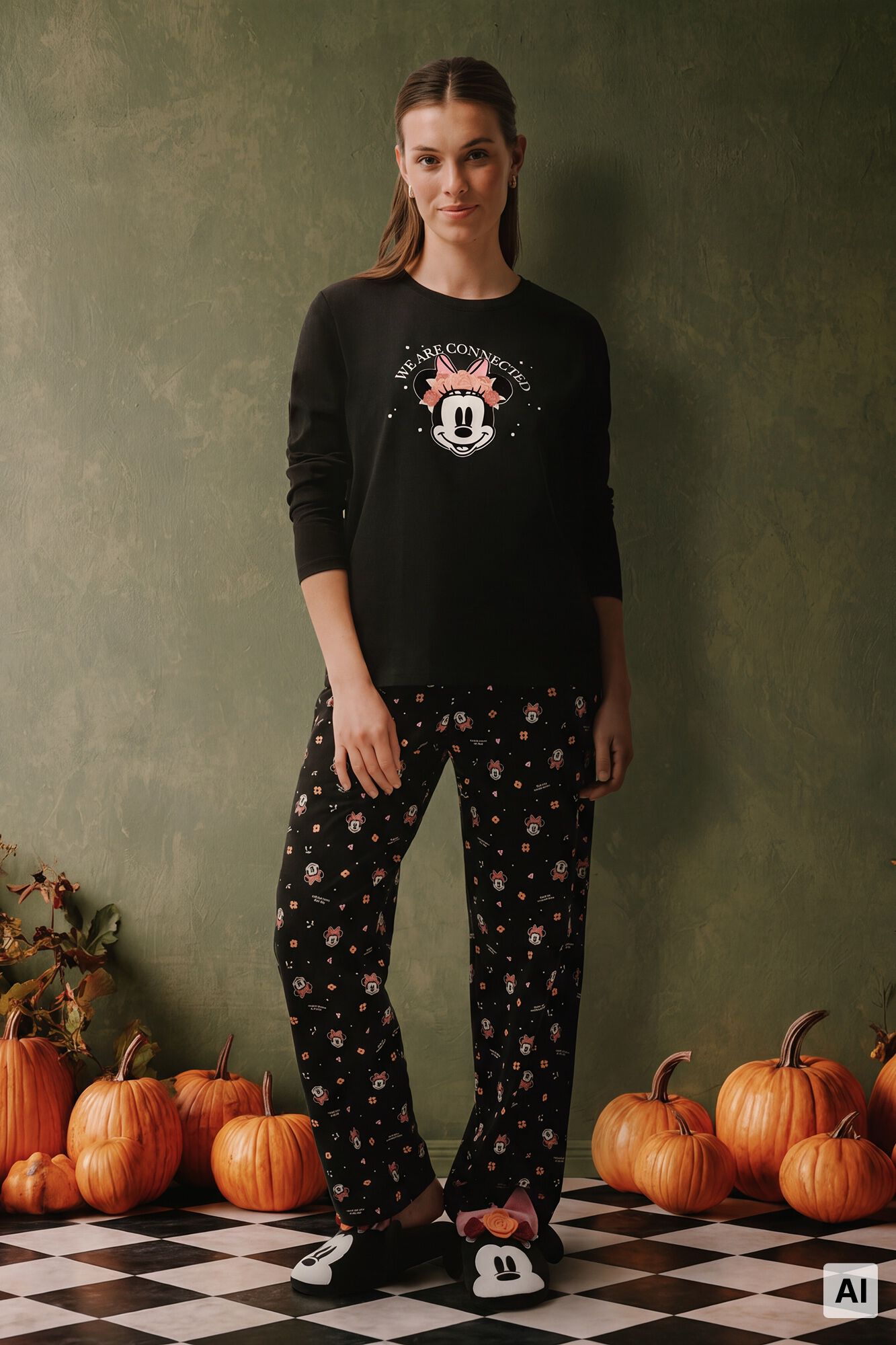 Women'secret Minnie Halloween cotton long pyjamas