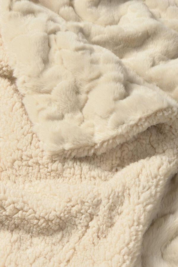 Textura Plaid fleece with stars and faux shearling reverse beige