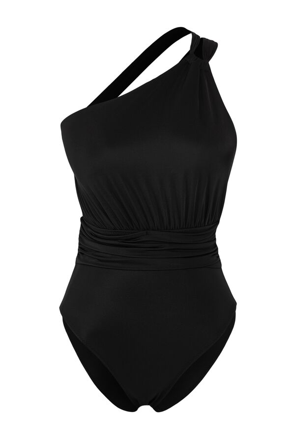 Trendyol Ba&ntilde;ador asim&eacute;trico fruncido negro