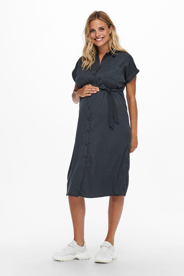 Only Maternity Vestido camisero liso maternity azul