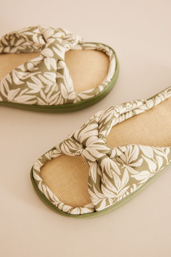Womensecret Sobne papuče od rafije sa tropskim motivom Print