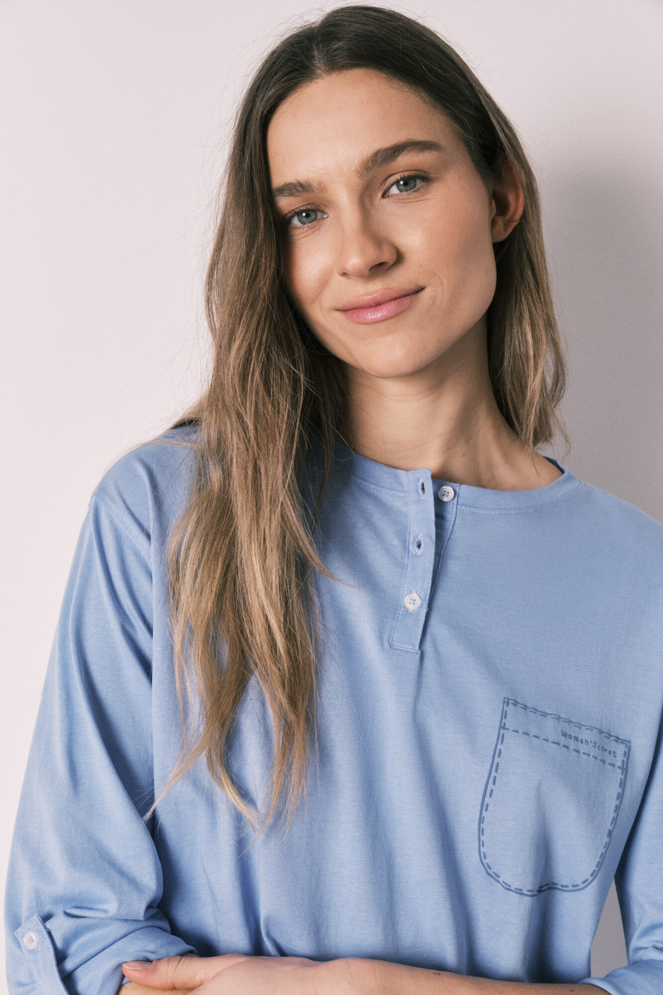 Women'secret Blue cotton striped long pyjamas