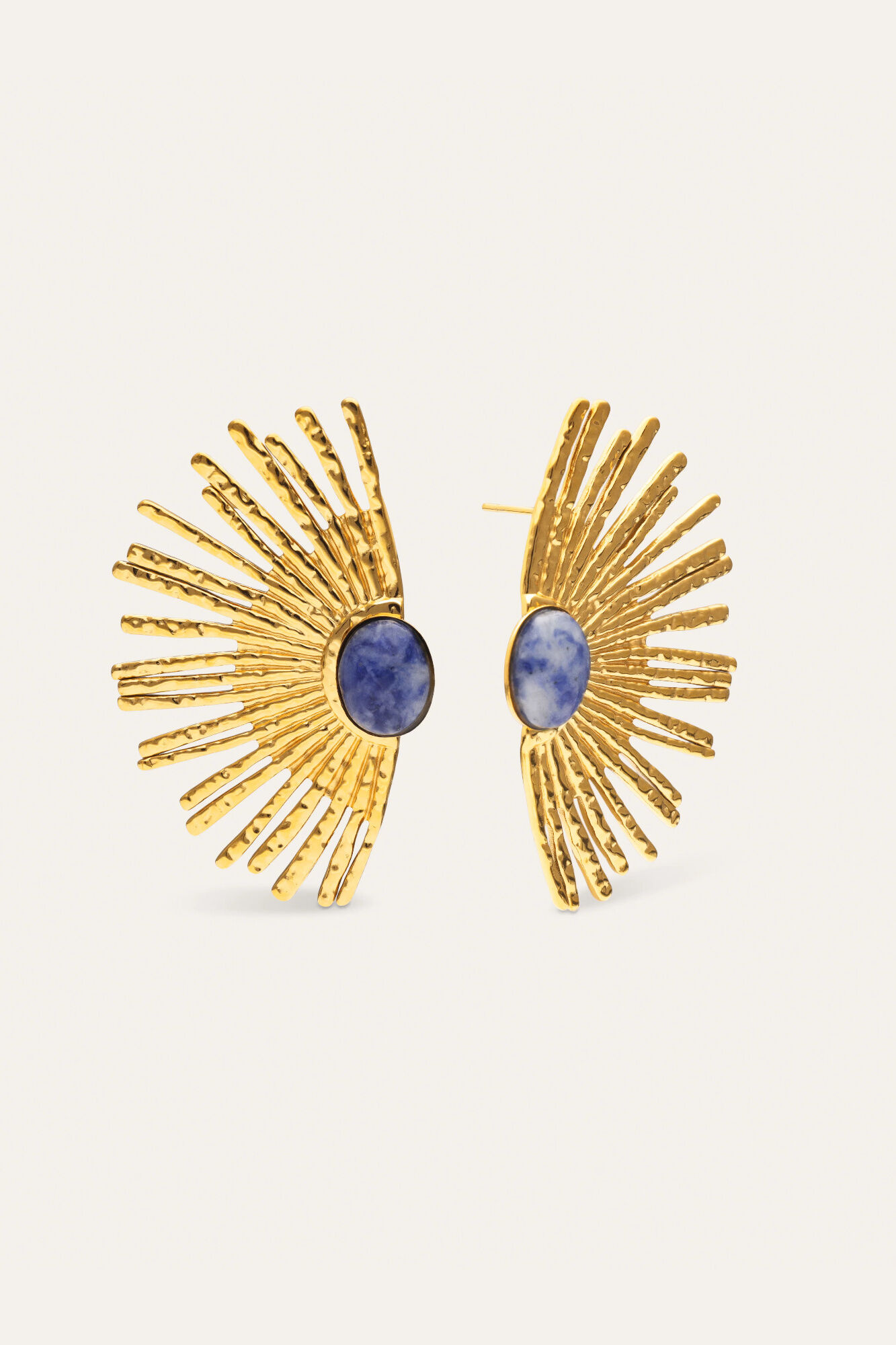 Singularu Stahlblauer Sunbeam-Ohrring aus Goldbad