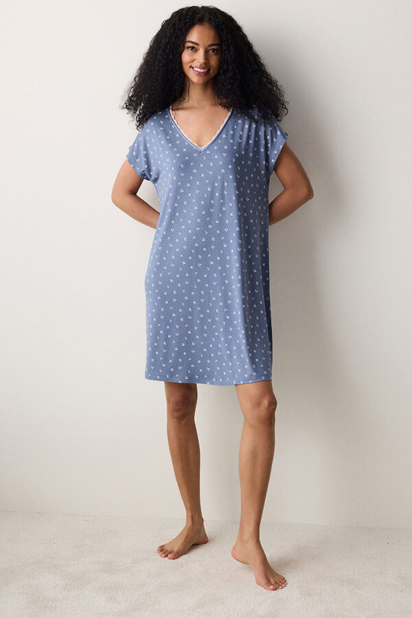 Penti Short gray floral nightgown Siva