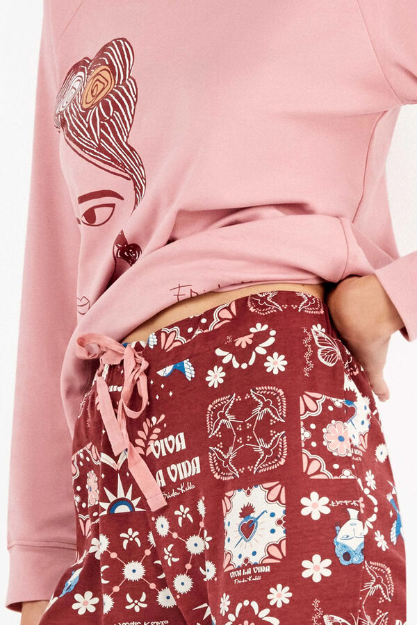 Gisela Frida Kahlo jersey-knit pyjamas set Roze
