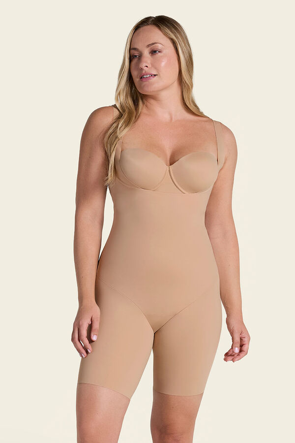 Leonisa Body pecho libre ultraliviano de control fuerte beige
