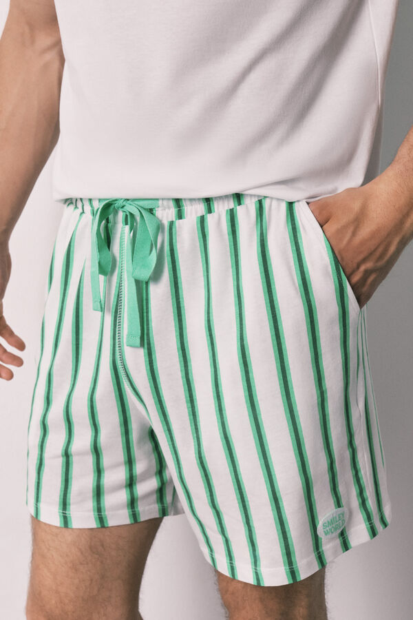 Women'secret Pyjama court pour homme en coton SmileyWorld&reg;  beige