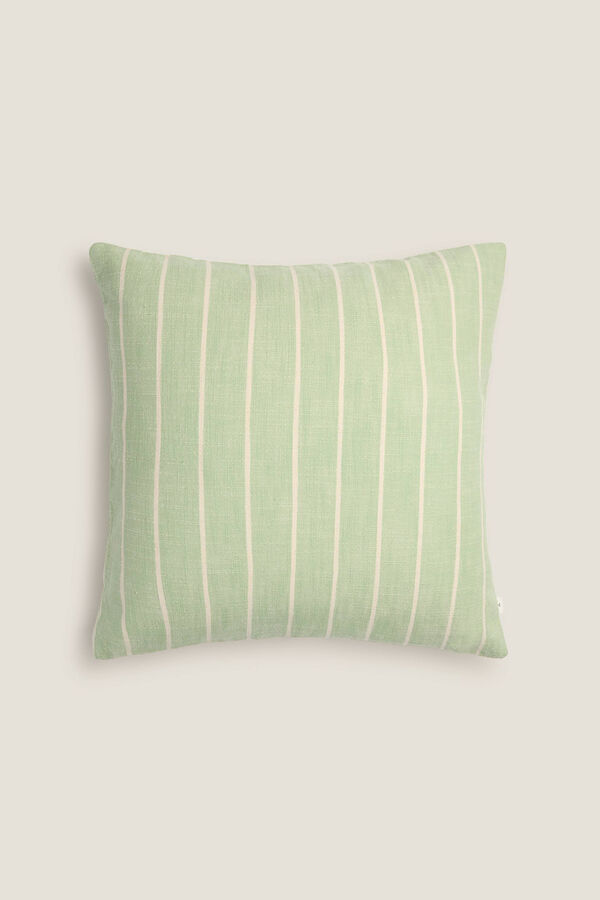Womensecret Striped cotton cushion cover vert