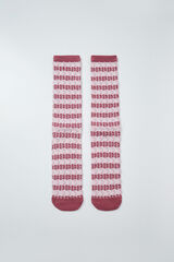 Women'secret Burgundy striped texture long socks printed